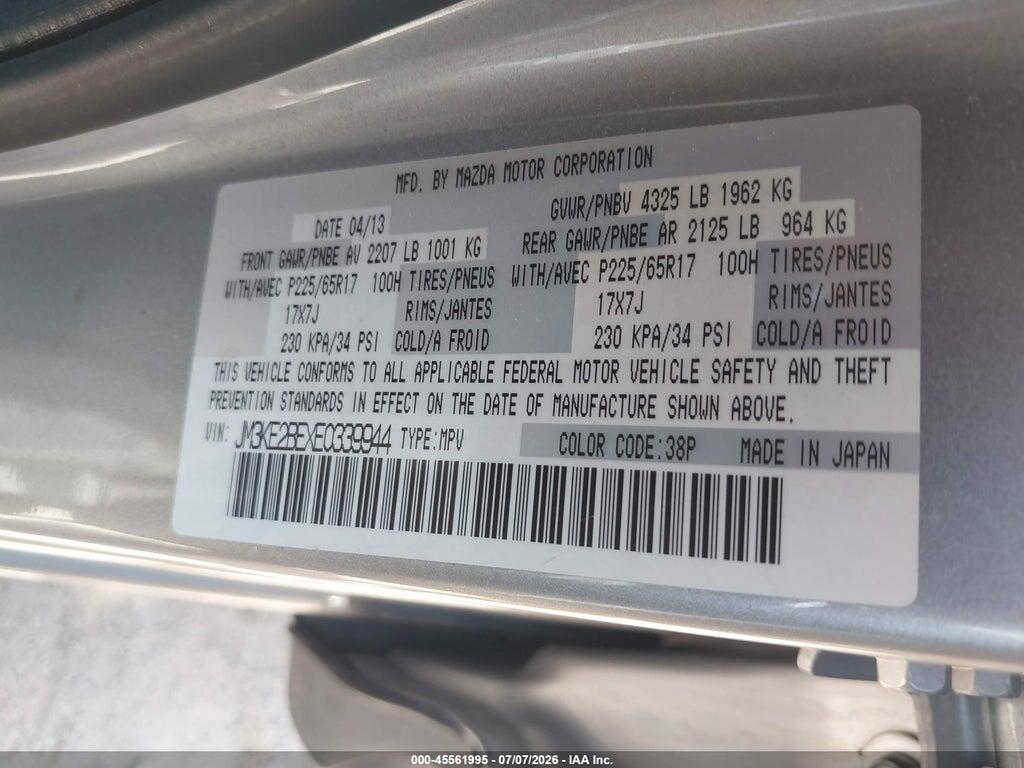JM3KE2BEXE0339944 2014 MAZDA CX-5 photo no. 9