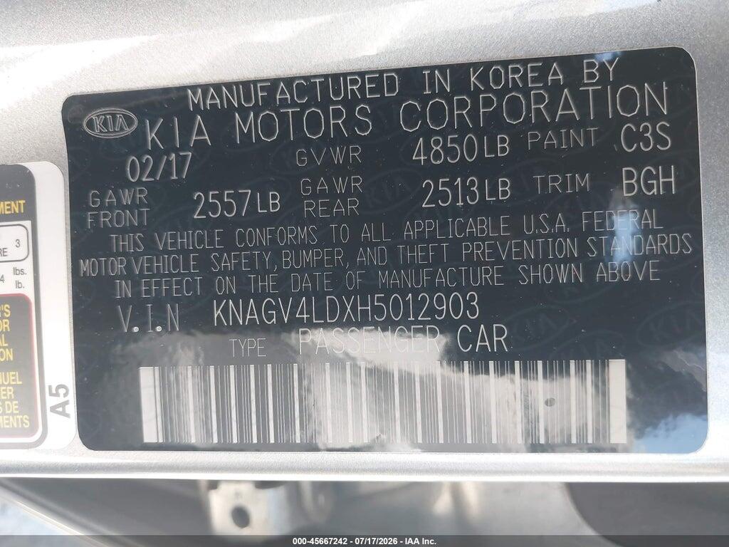 KNAGV4LDXH5012903 2017 KIA OPTIMA PLUG-IN HYBRID photo no. 9