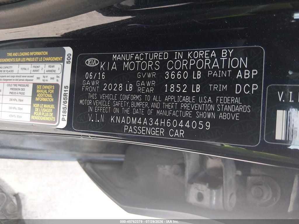 KNADM4A34H6044059 2017 KIA RIO photo no. 9
