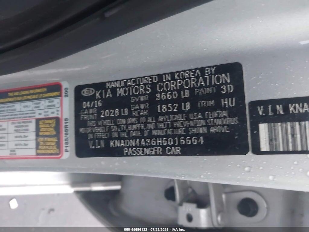KNADN4A36H6016664 2017 KIA RIO photo no. 9