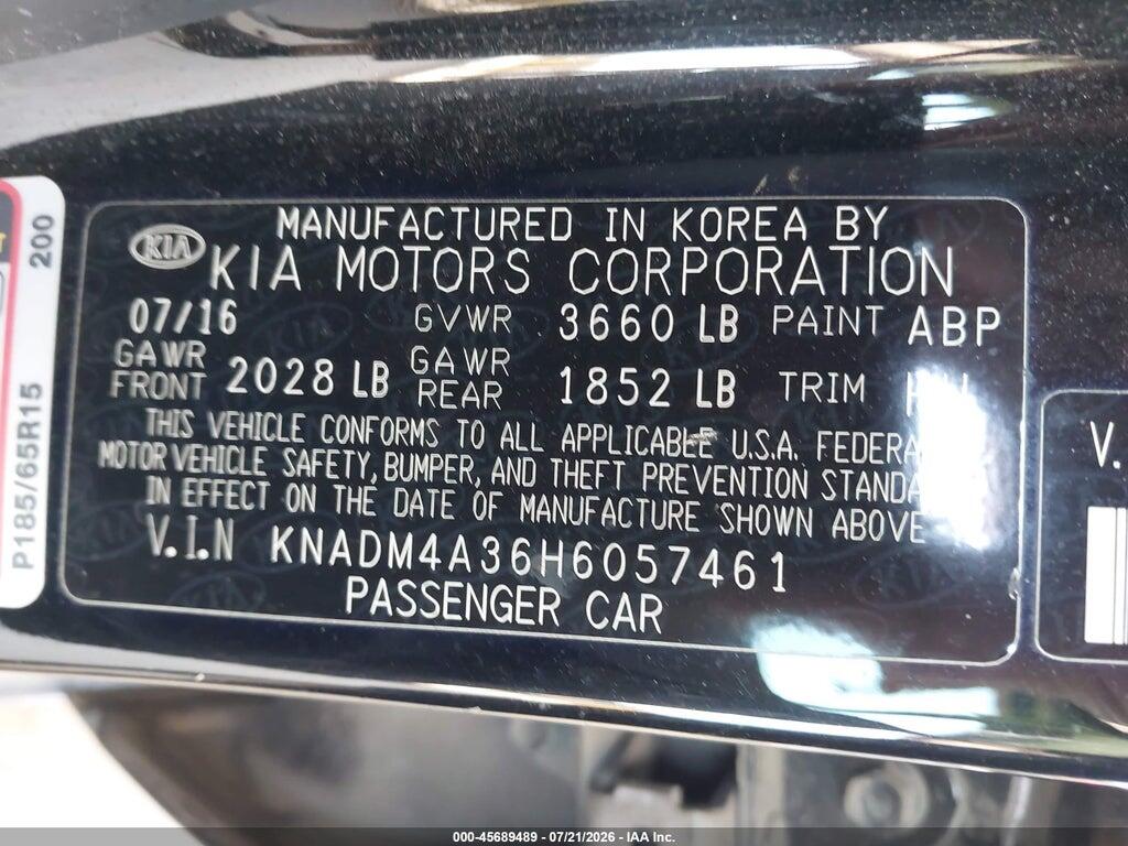 KNADM4A36H6057461 2017 KIA RIO photo no. 9