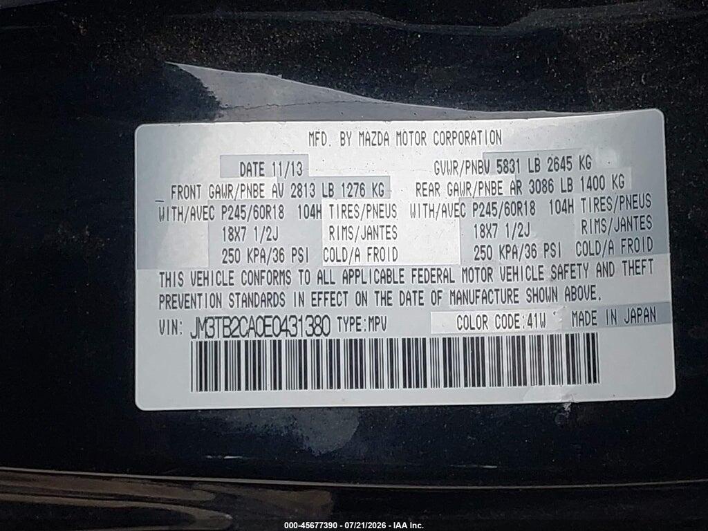 JM3TB2CA0E0431380 2014 MAZDA CX-9 photo no. 9
