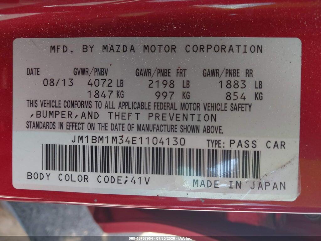 JM1BM1M34E1104130 2014 MAZDA MAZDA3 photo no. 9