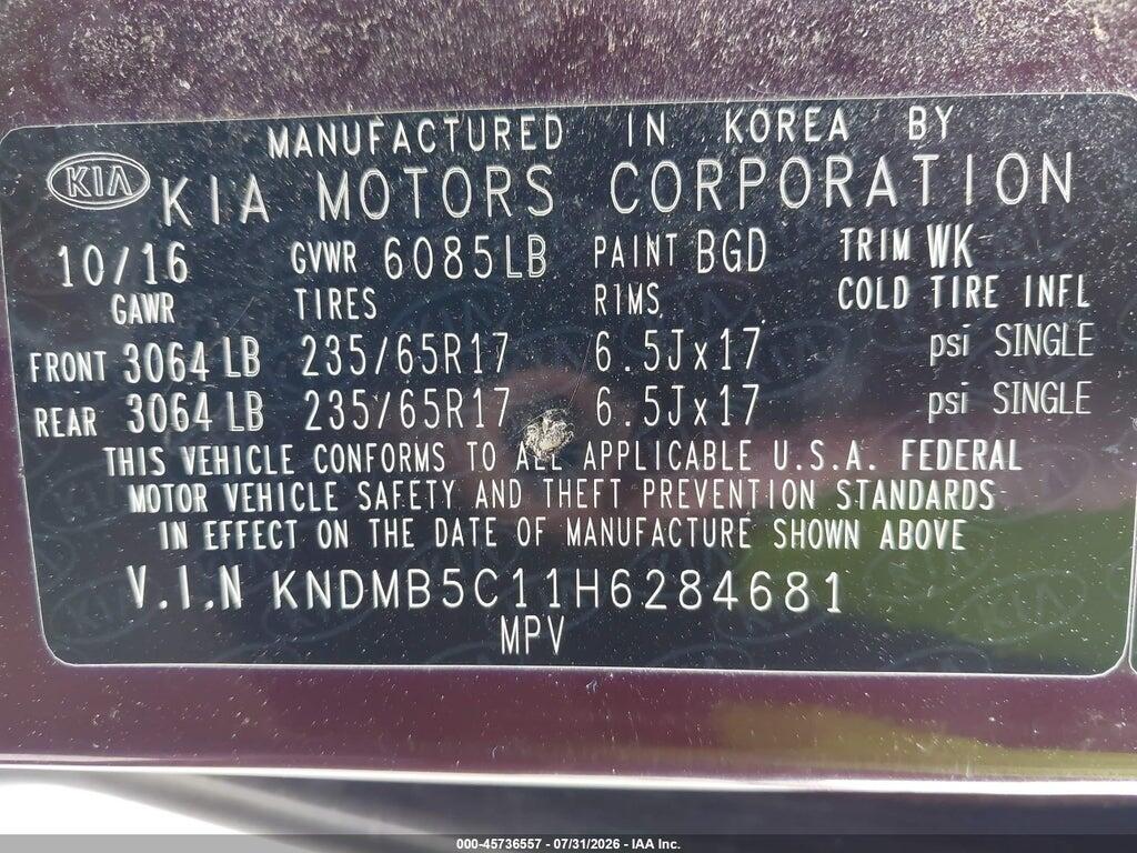 KNDMB5C11H6284681 2017 KIA SEDONA photo no. 9
