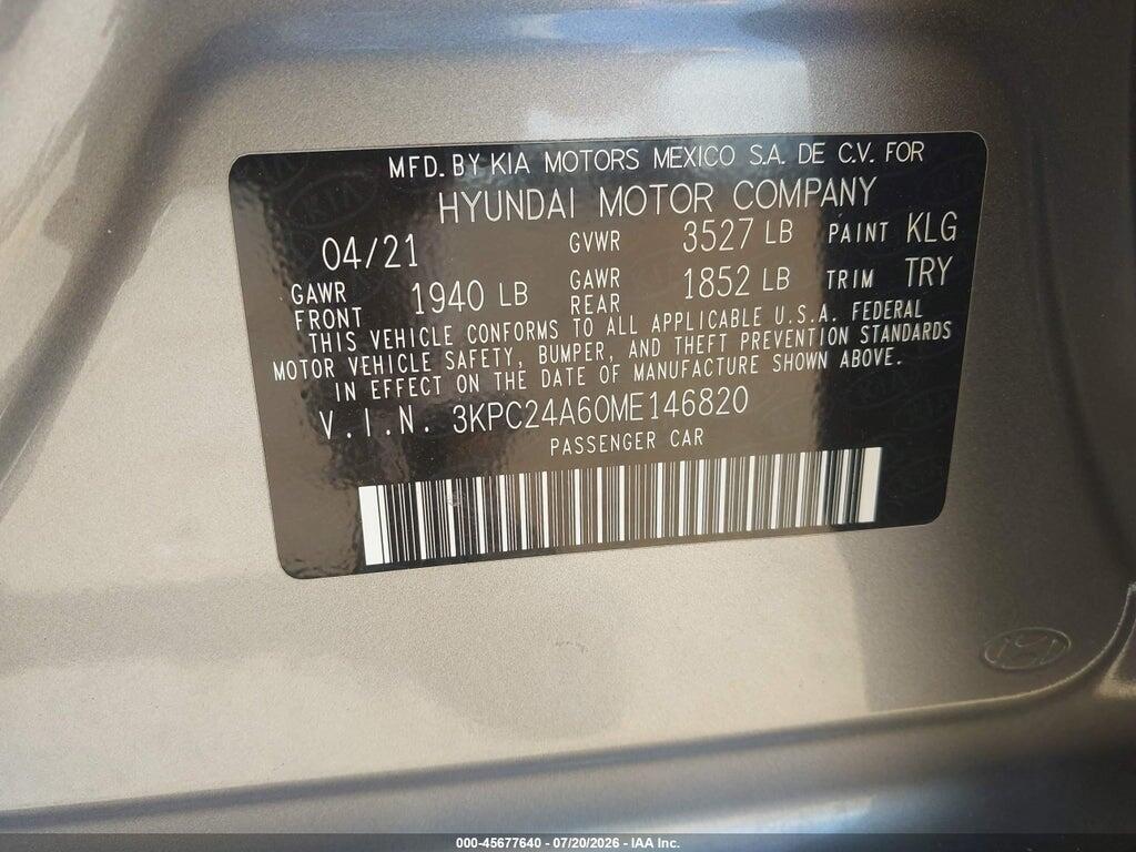 3KPC24A60ME146820 2021 HYUNDAI ACCENT photo no. 9
