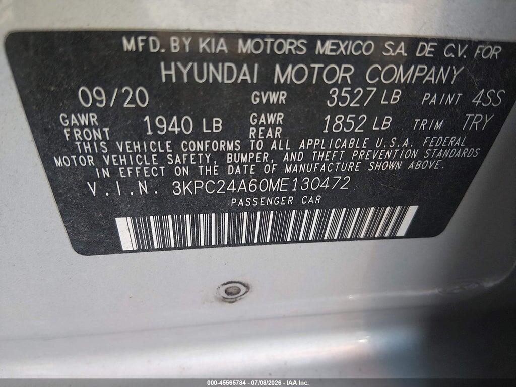 3KPC24A60ME130472 2021 HYUNDAI ACCENT photo no. 9