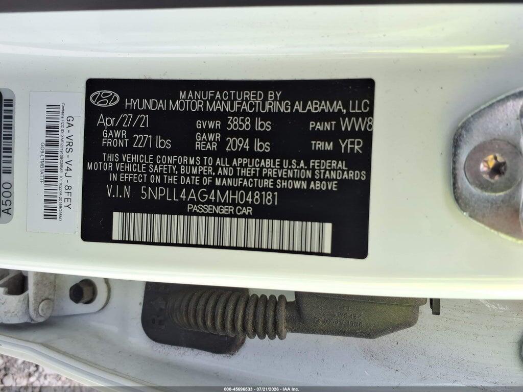 5NPLL4AG4MH048181 2021 HYUNDAI ELANTRA photo no. 9
