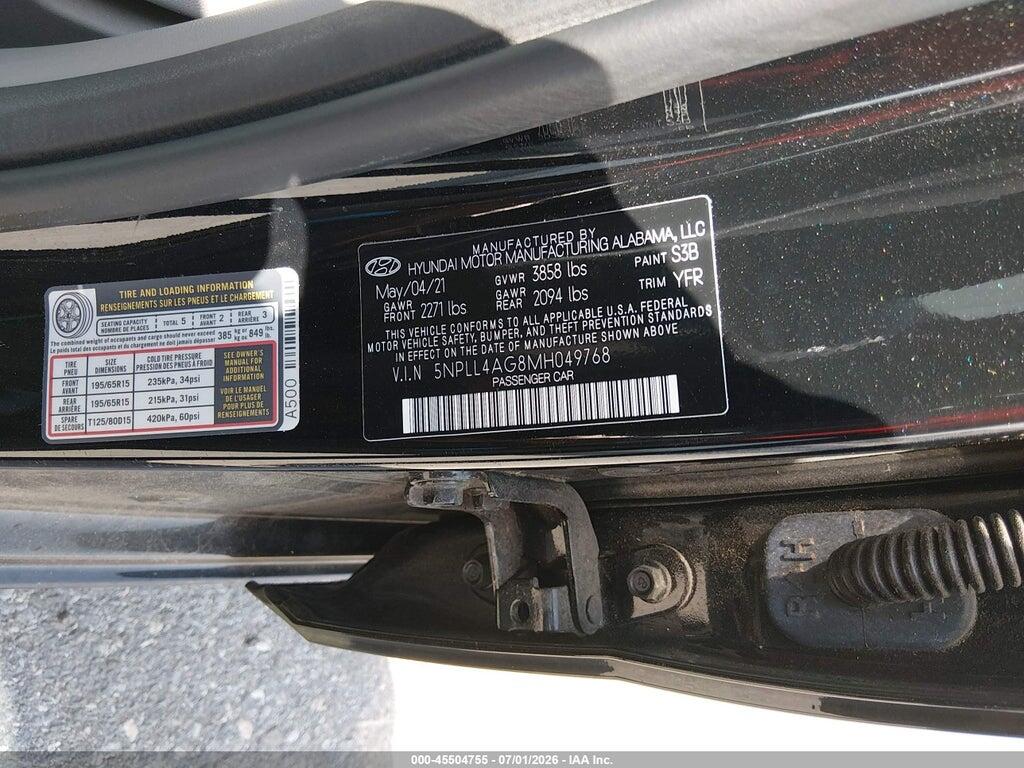 5NPLL4AG8MH049768 2021 HYUNDAI ELANTRA photo no. 9