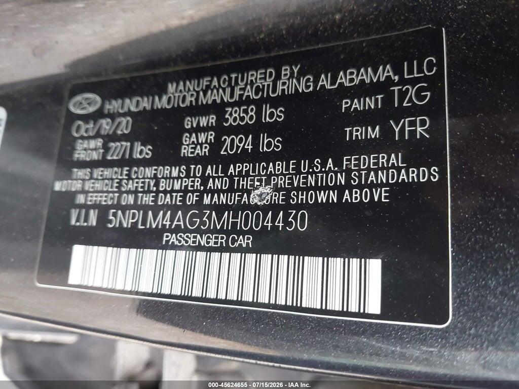 5NPLM4AG3MH004430 2021 HYUNDAI ELANTRA photo no. 9