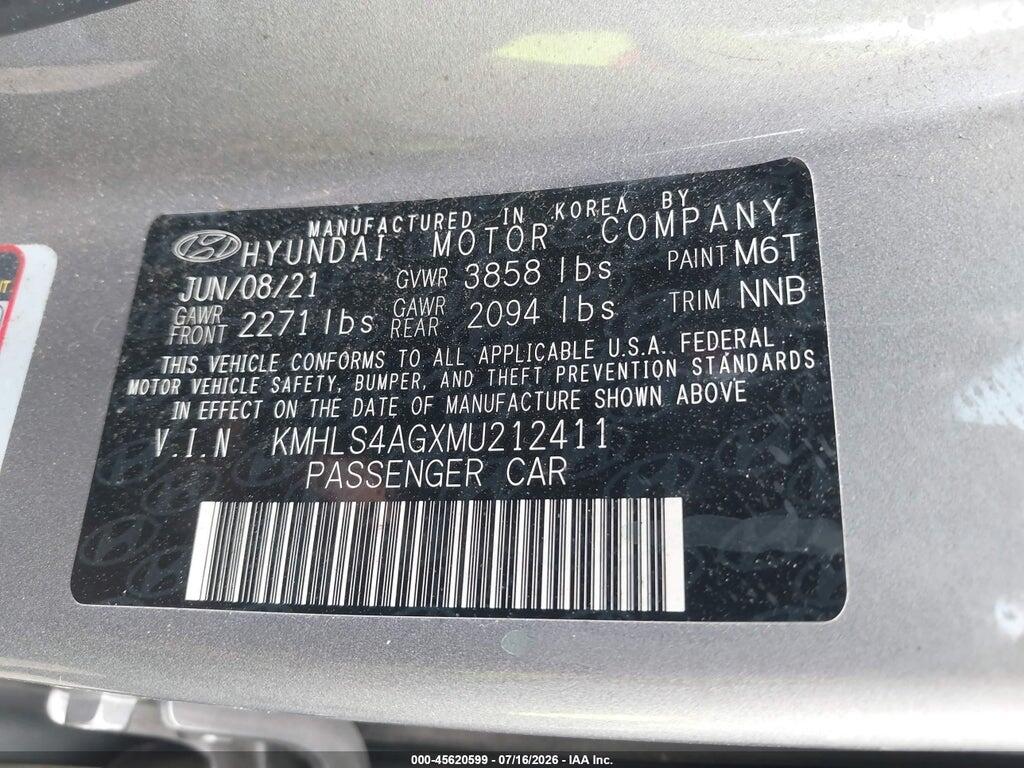 KMHLS4AGXMU212411 2021 HYUNDAI ELANTRA photo no. 9