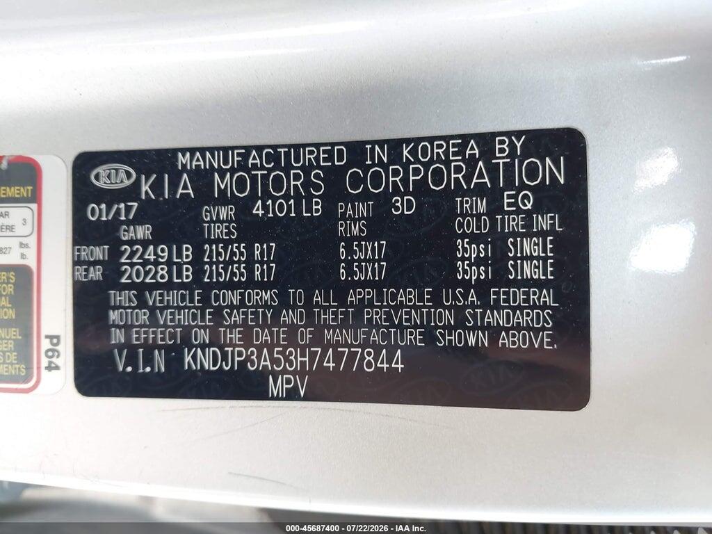 KNDJP3A53H7477844 2017 KIA SOUL photo no. 9