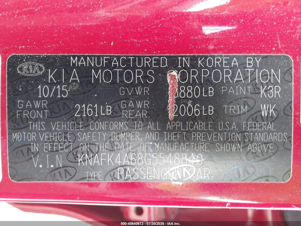 KNAFK4A68G5548840 2016 KIA FORTE photo no. 9
