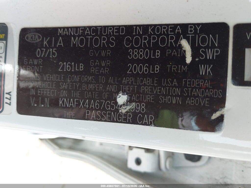 KNAFX4A67G5491998 2016 KIA FORTE photo no. 9
