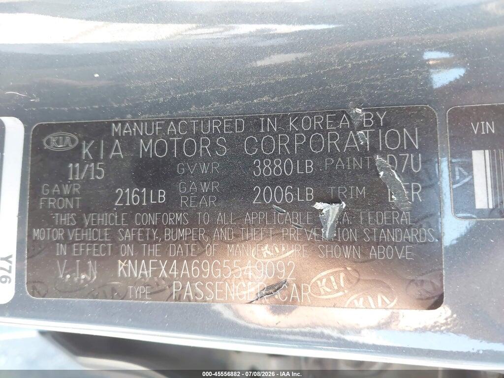 KNAFX4A69G5549092 2016 KIA FORTE photo no. 9