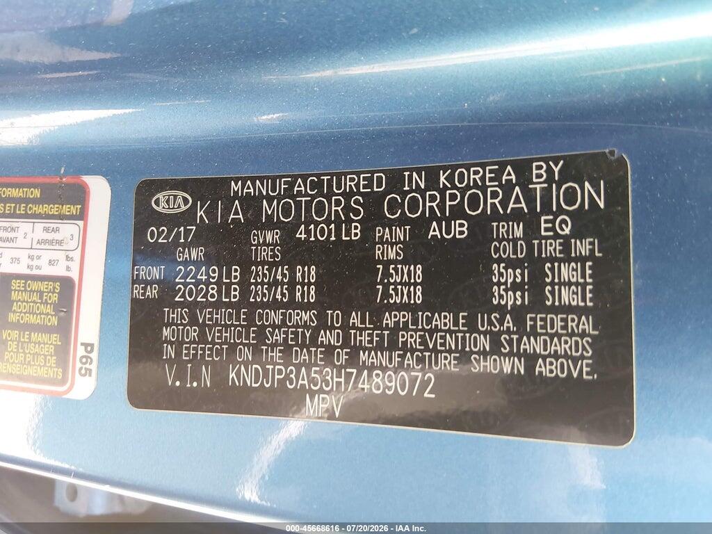 KNDJP3A53H7489072 2017 KIA SOUL photo no. 9