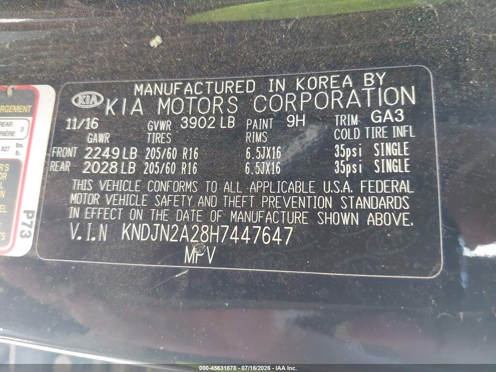 KNDJN2A28H7447647 2017 KIA SOUL photo no. 9