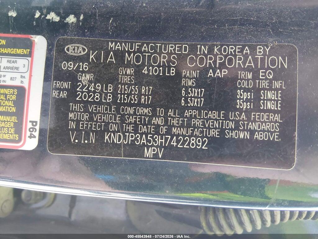 KNDJP3A53H7422892 2017 KIA SOUL photo no. 9