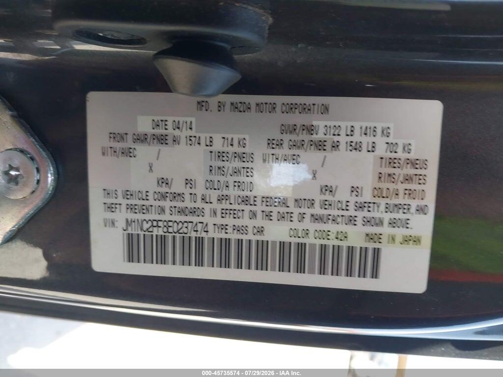 JM1NC2PF8E0237474 2014 MAZDA MX-5 MIATA photo no. 9