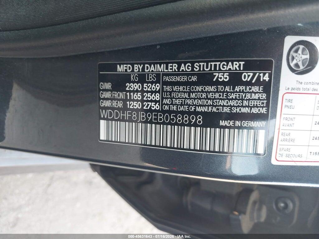 WDDHF8JB9EB058898 2014 MERCEDES-BENZ E 350 photo no. 9