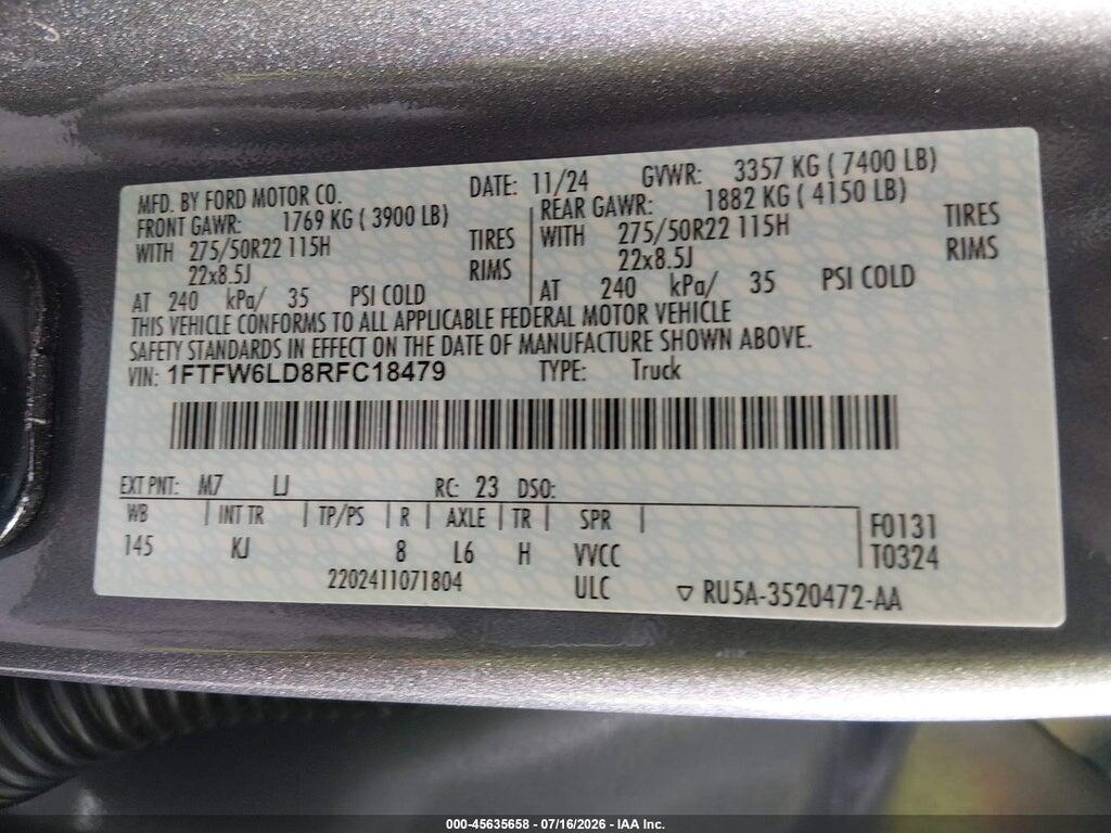 1FTFW6LD8RFC18479 2024 FORD F150 photo no. 9