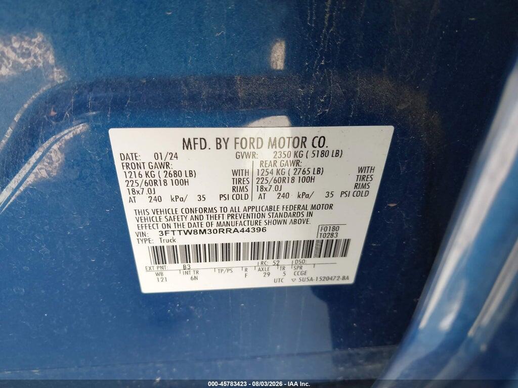 3FTTW8M30RRA44396 2024 FORD MAVERICK photo no. 9