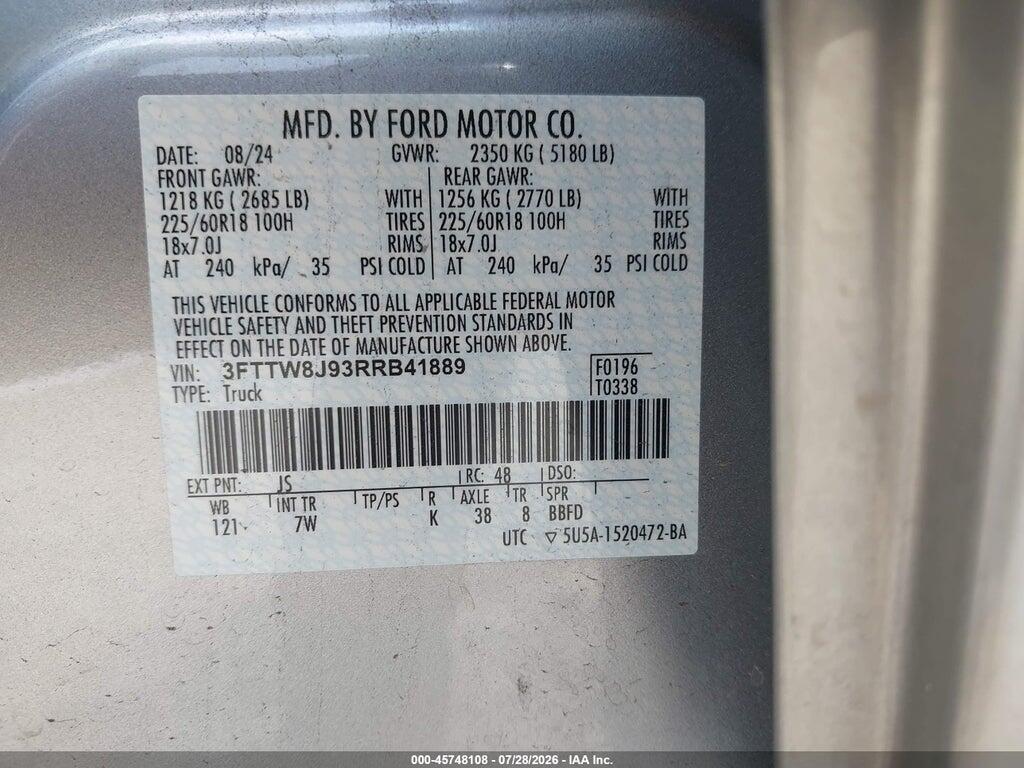 3FTTW8J93RRB41889 2024 FORD MAVERICK photo no. 9