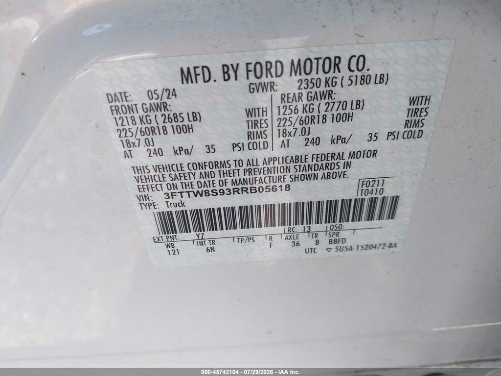 3FTTW8S93RRB05618 2024 FORD MAVERICK photo no. 9