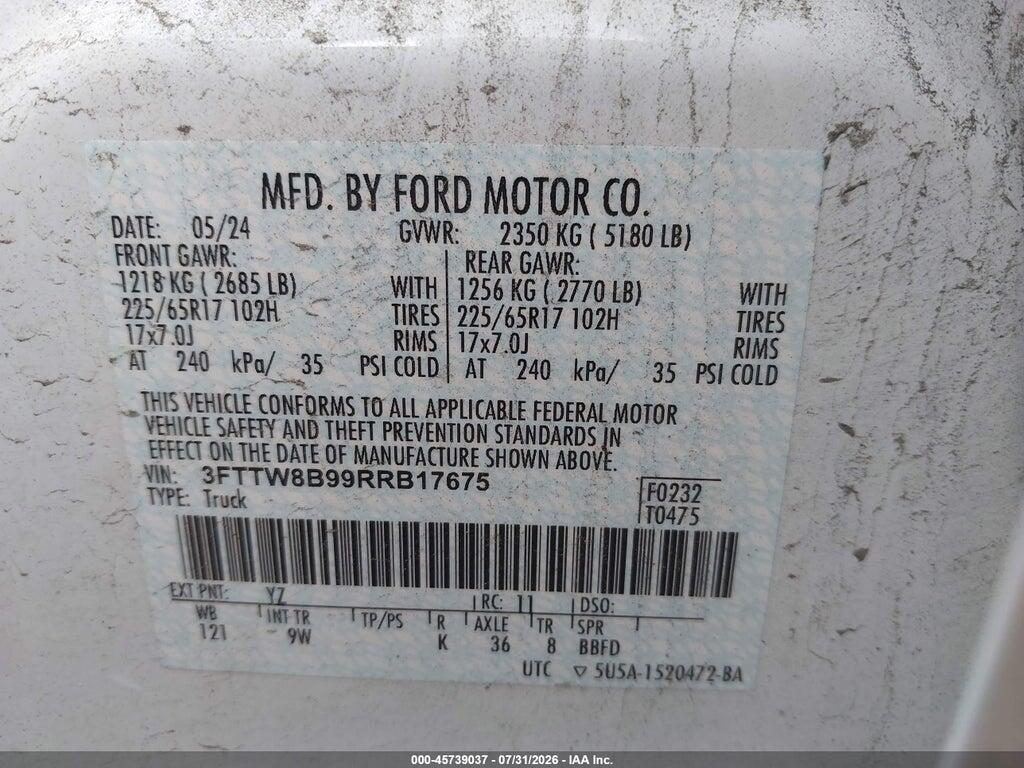 3FTTW8B99RRB17675 2024 FORD MAVERICK photo no. 9