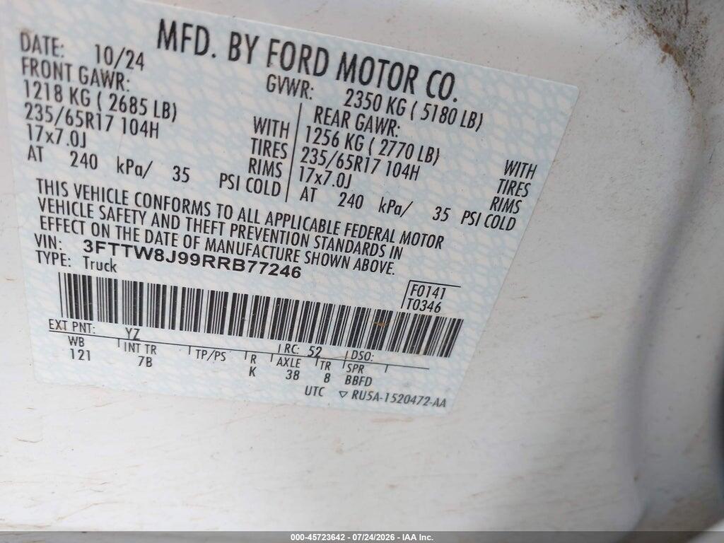 3FTTW8J99RRB77246 2024 FORD MAVERICK photo no. 9