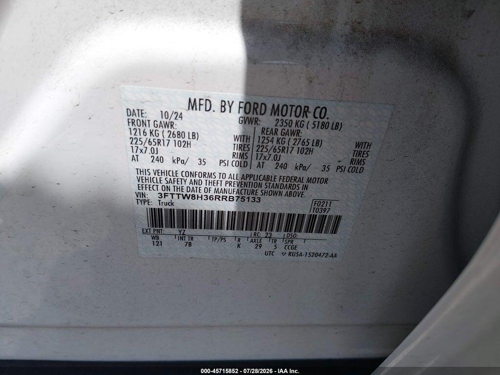 3FTTW8H36RRB75133 2024 FORD MAVERICK photo no. 9