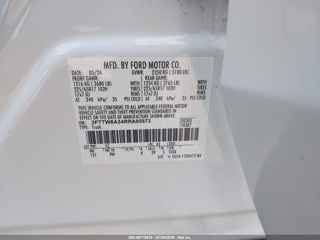3FTTW8A34RRA95873 2024 FORD MAVERICK photo no. 9