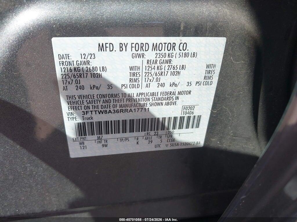 3FTTW8A36RRA17711 2024 FORD MAVERICK photo no. 9