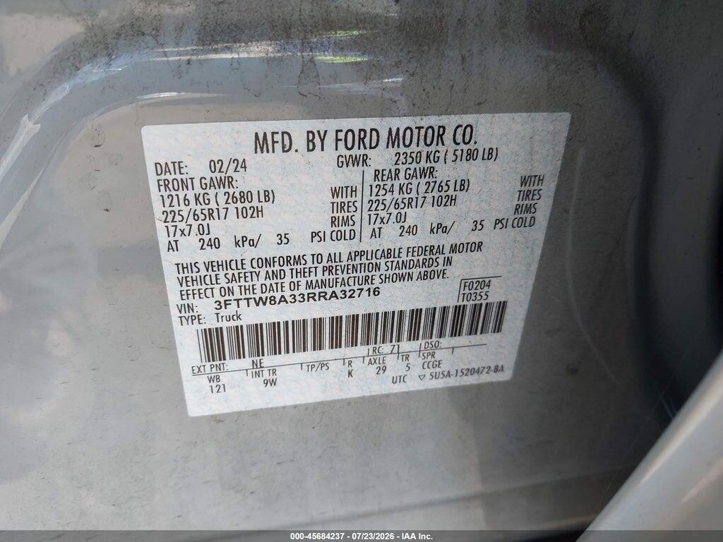 3FTTW8A33RRA32716 2024 FORD MAVERICK photo no. 9