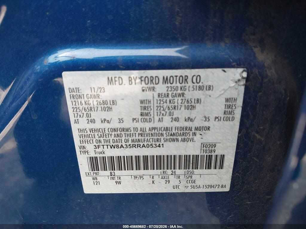 3FTTW8A35RRA05341 2024 FORD MAVERICK photo no. 9