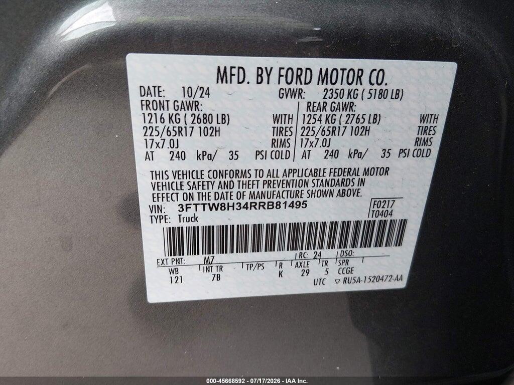 3FTTW8H34RRB81495 2024 FORD MAVERICK photo no. 9