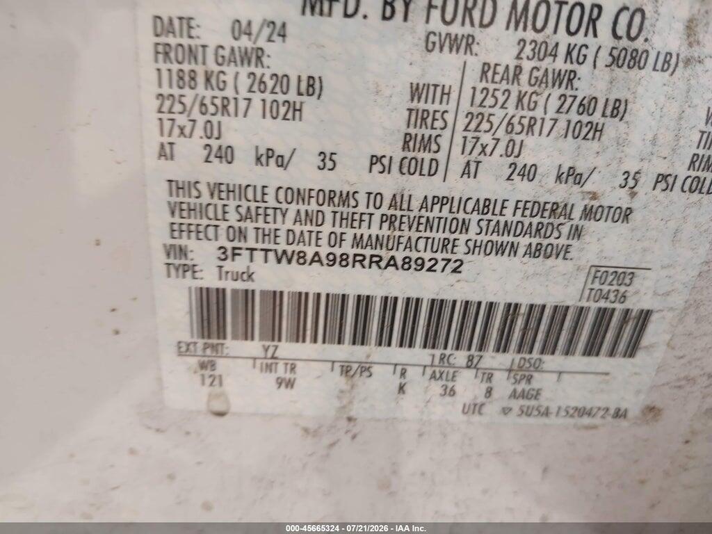 3FTTW8A98RRA89272 2024 FORD MAVERICK photo no. 9