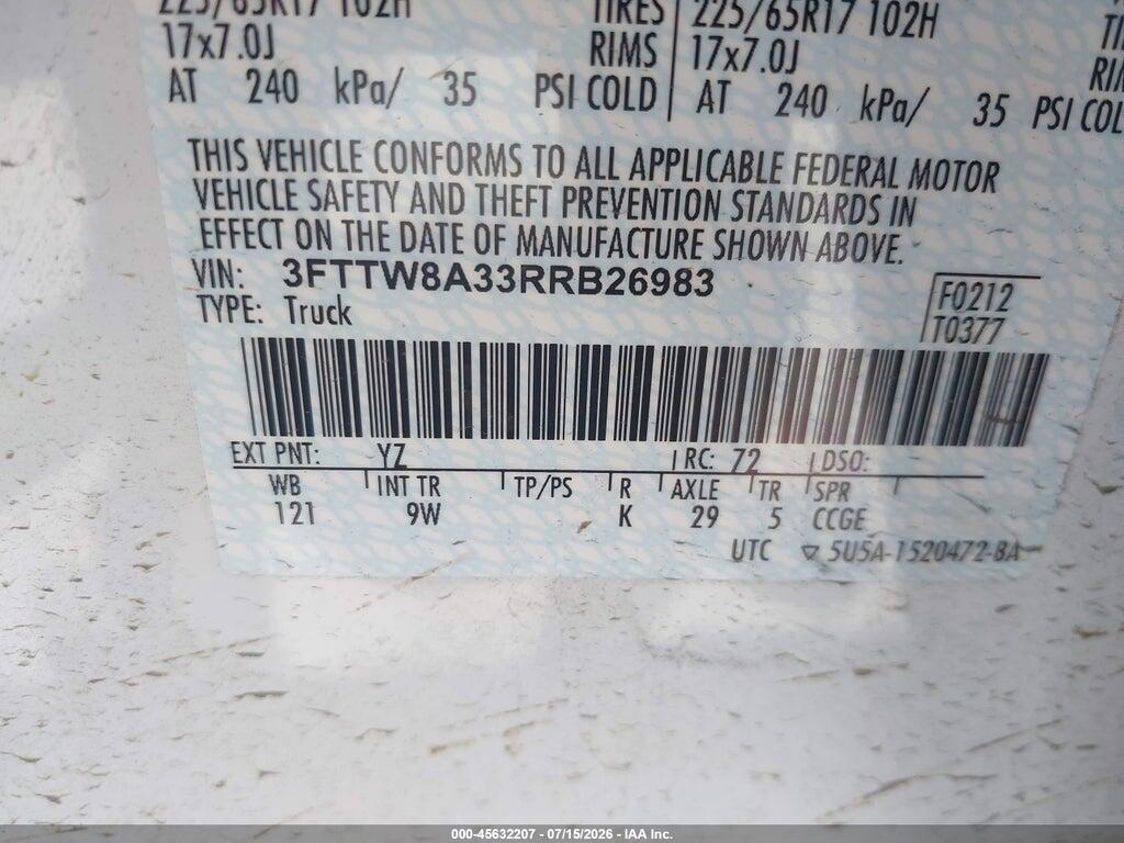 3FTTW8A33RRB26983 2024 FORD MAVERICK photo no. 9