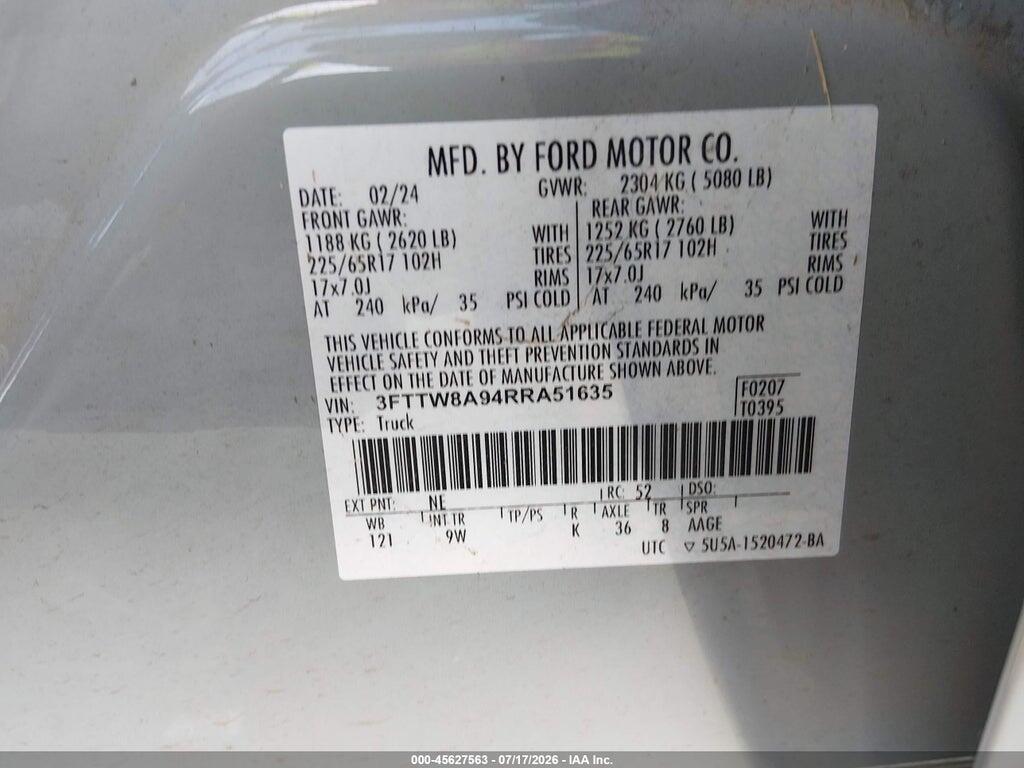 3FTTW8A94RRA51635 2024 FORD MAVERICK photo no. 9