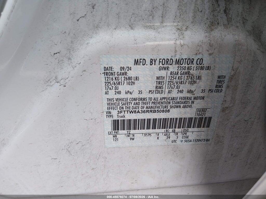 3FTTW8A36RRB50808 2024 FORD MAVERICK photo no. 9