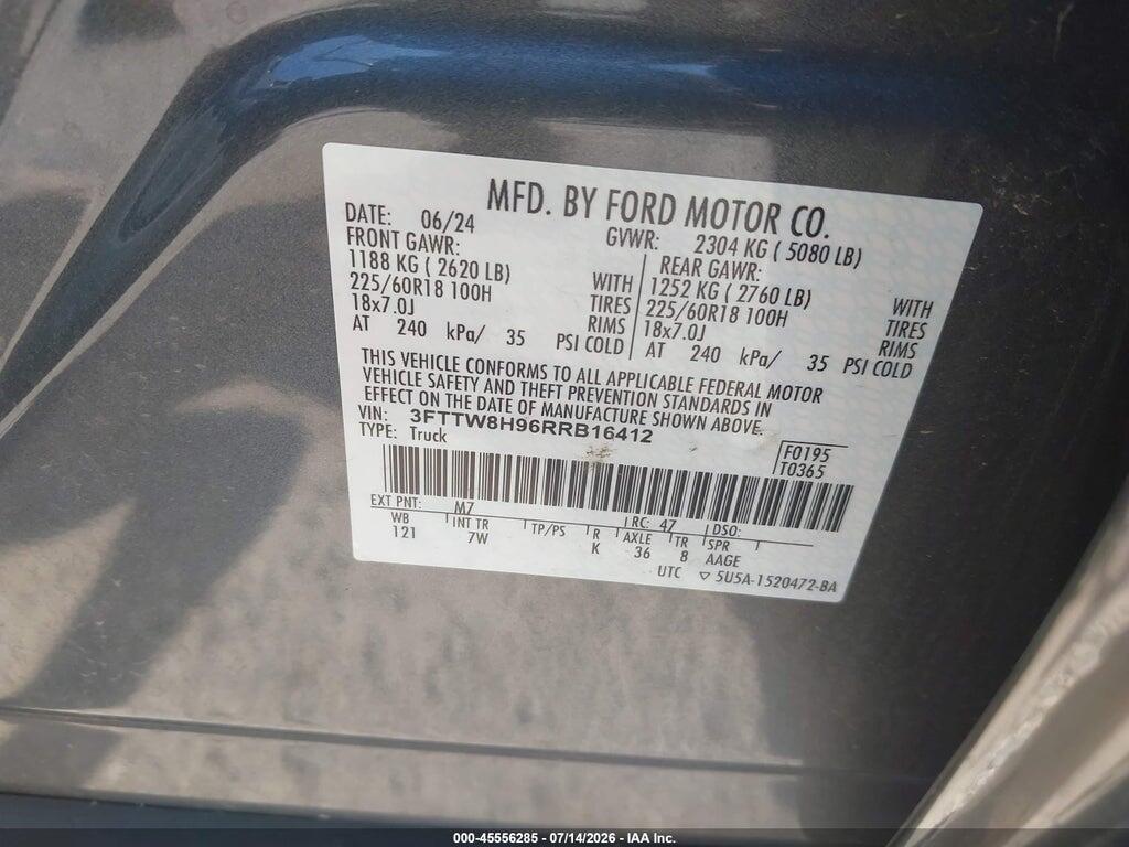 3FTTW8H96RRB16412 2024 FORD MAVERICK photo no. 9