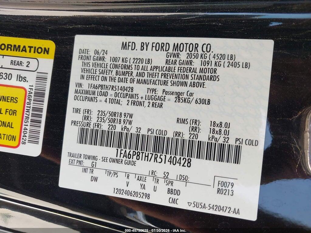 1FA6P8TH7R5140428 2024 FORD MUSTANG photo no. 9
