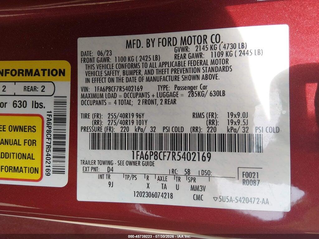 1FA6P8CF7R5402169 2024 FORD MUSTANG photo no. 9
