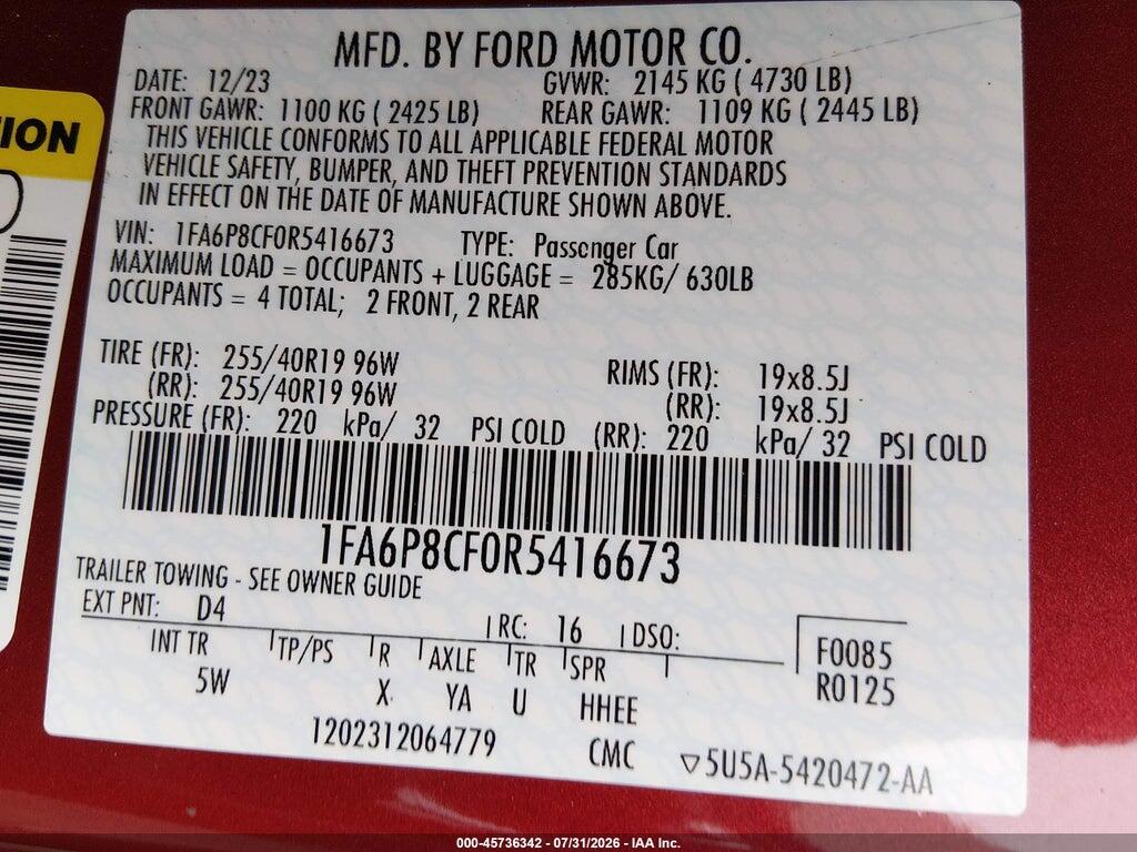 1FA6P8CF0R5416673 2024 FORD MUSTANG photo no. 9