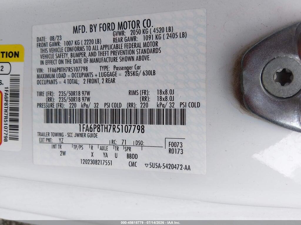 1FA6P8TH7R5107798 2024 FORD MUSTANG photo no. 9