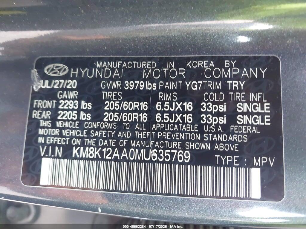 KM8K12AA0MU635769 2021 HYUNDAI KONA photo no. 9