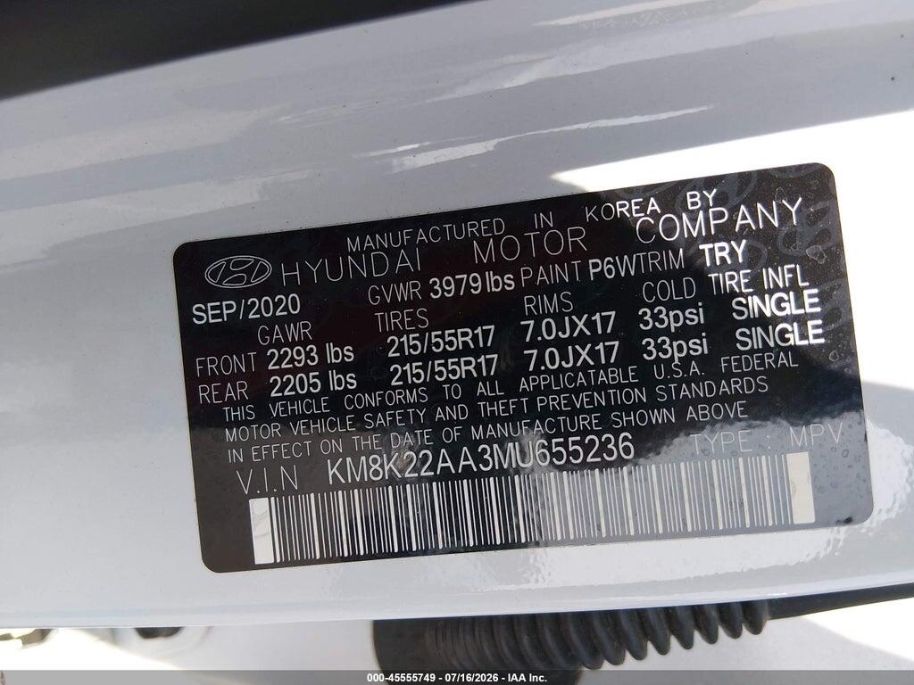 KM8K22AA3MU655236 2021 HYUNDAI KONA photo no. 9
