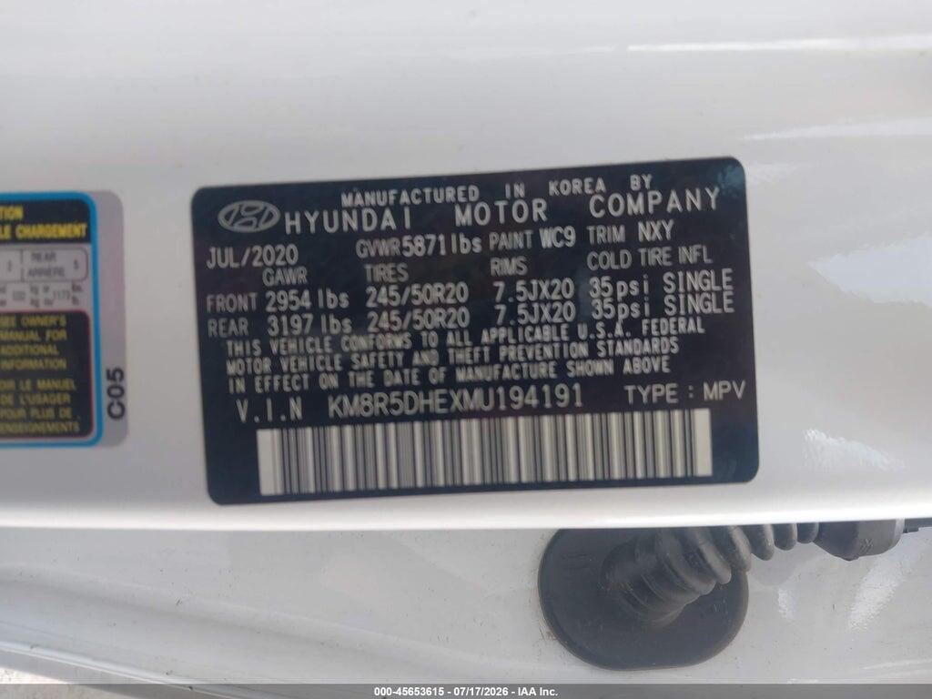 KM8R5DHEXMU194191 2021 HYUNDAI PALISADE photo no. 9
