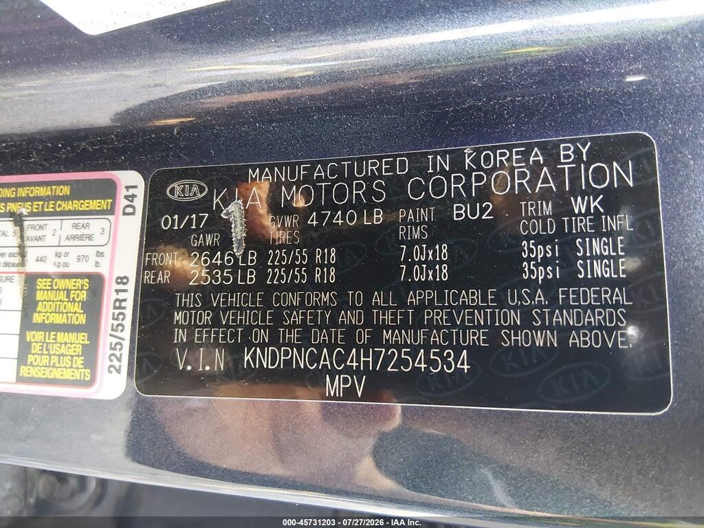 KNDPNCAC4H7254534 2017 KIA SPORTAGE photo no. 9