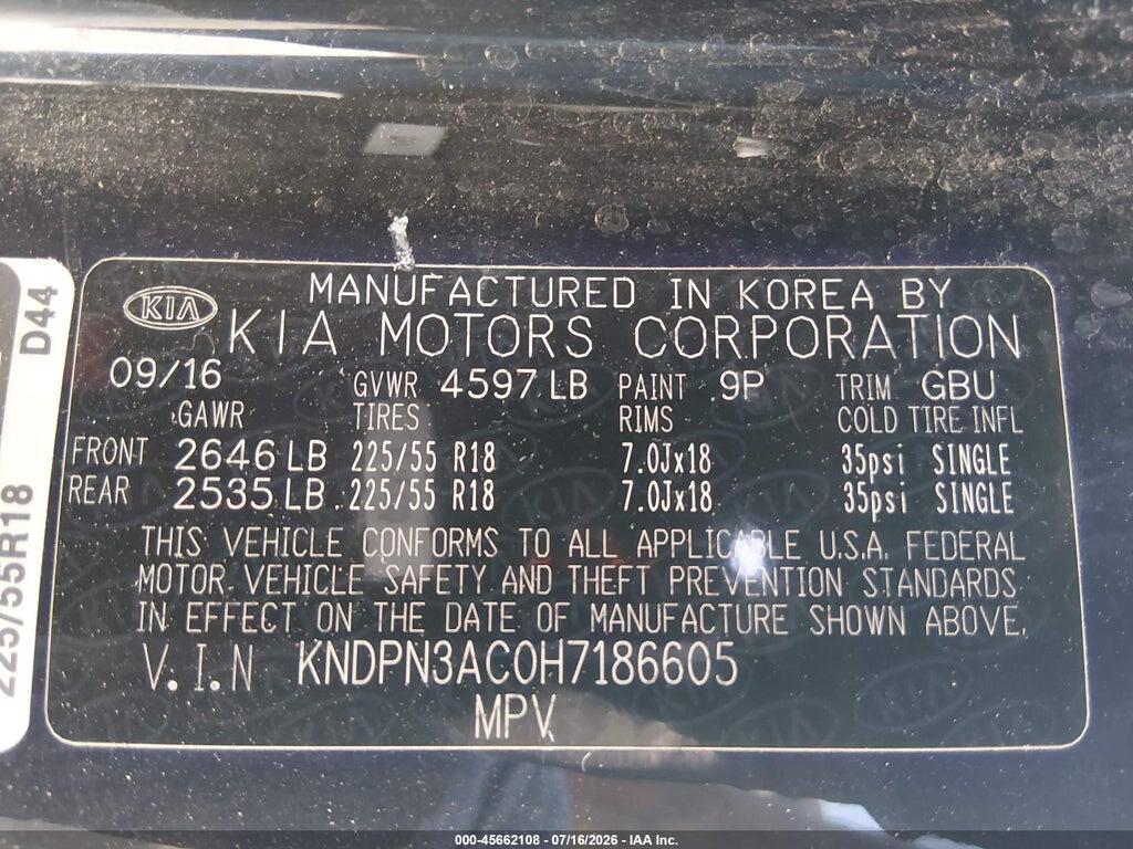 KNDPN3AC0H7186605 2017 KIA SPORTAGE photo no. 9
