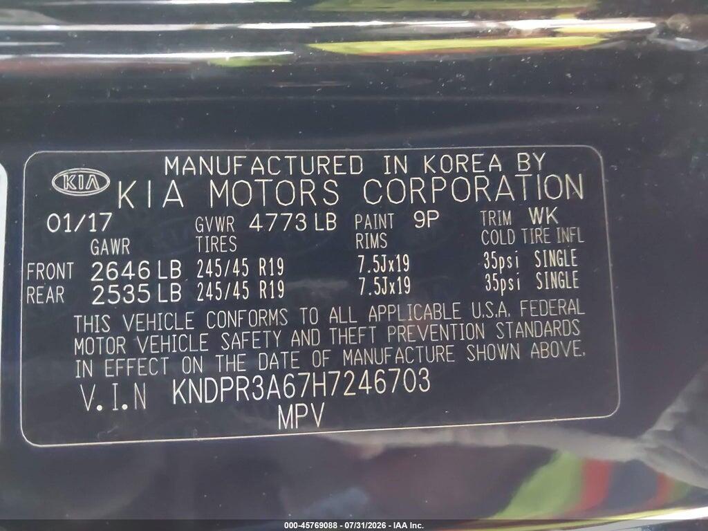 KNDPR3A67H7246703 2017 KIA SPORTAGE photo no. 9